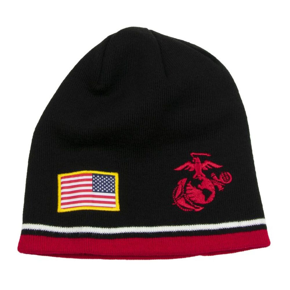 Officially Licensed U.S. Marine Corps Beanie Hat in Black, One Size Fits All